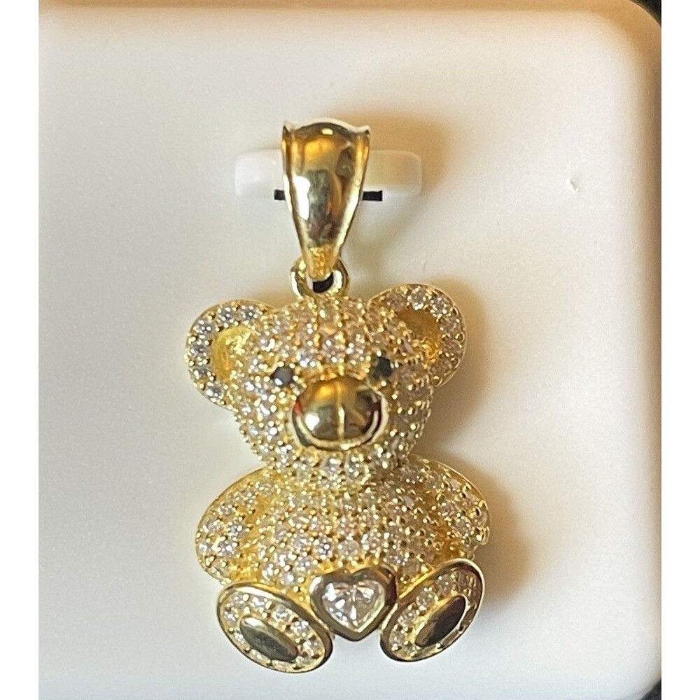 Bear Pendant 925 Sterling Silver & Moissainite 1.50 CTW Signed  925TGMS NEW